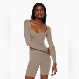 Babaton Taupe Long Sleeve Romper